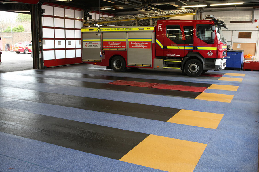 RESYN - resin flooring installation fire engine-Durable resin flooring-slip-resistant floor finishes