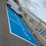 Blue Electric Vehicle Charging Bay Flooring in blue by RESYN
