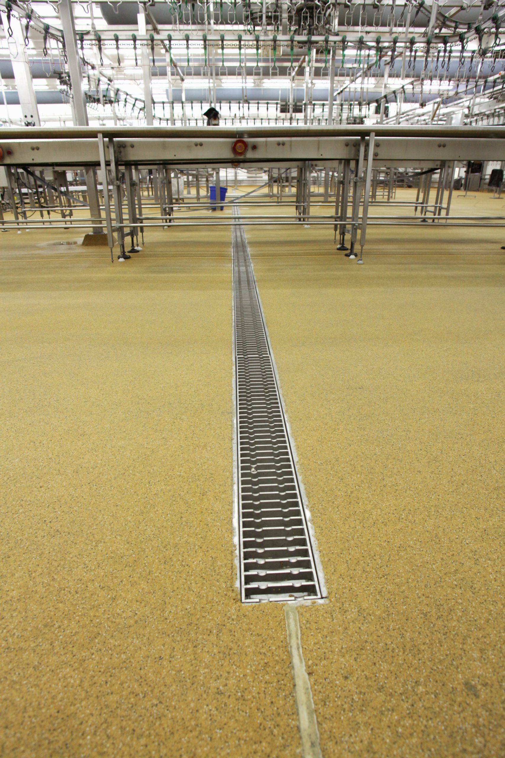 Drain for Major Food Processor Complete Resin Flooring Packages For The Food Industry.