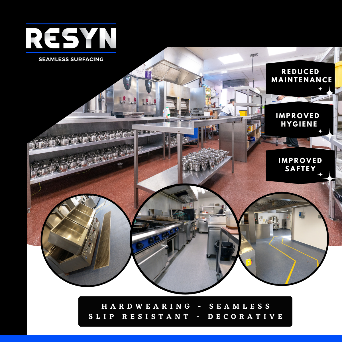 Hardwearing kitchen flooring by RESYN and resin floors for kitchens