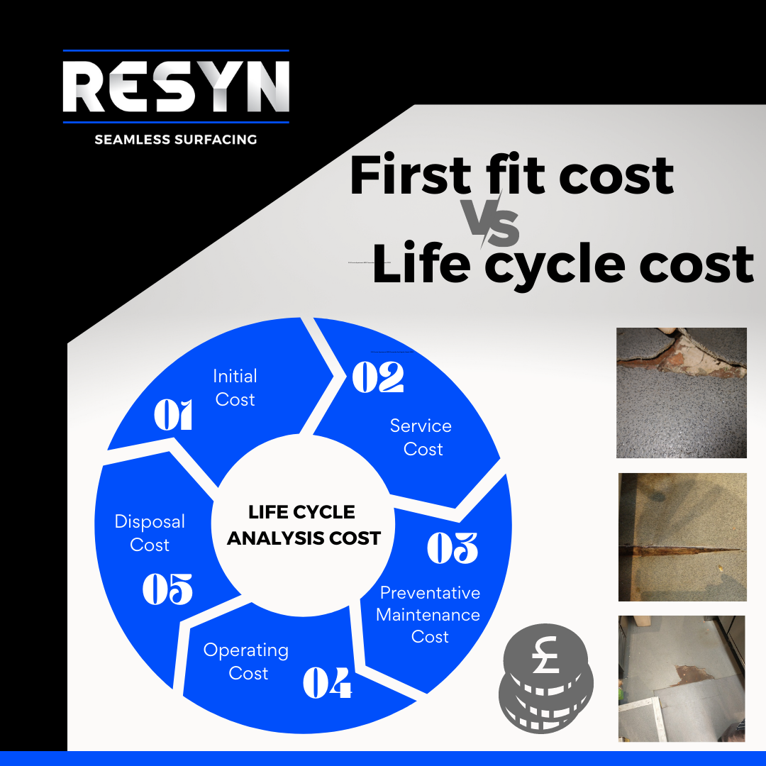 Why epoxy resin flooring - first fit cost v’s life cycle cost. Resin flooring costs